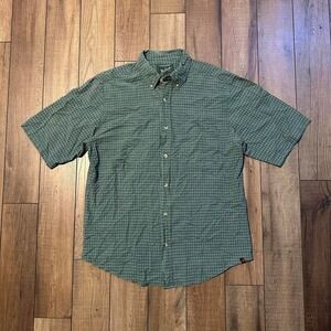 Woolrich Plaid Short Sleeve Button Down Shirt Men's Medium‎ Green
